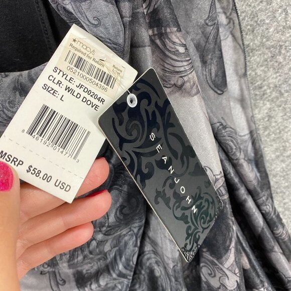 NWT Sean John Tunic Women's L Large Black Gray Lined Full Zip Blouse Wild Dove - Picture 8 of 10